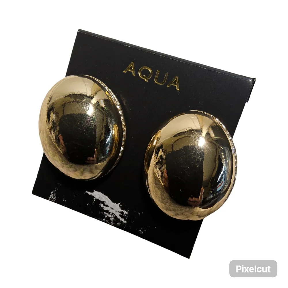 Aqua GoldTone Earrings with white accents